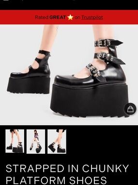 Lamoda Gothic Triple-Strap Chunky Platform Shoes - Black